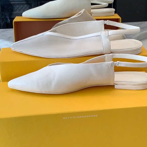 Mercedes Castillo white leather and mesh slingback flats.size 8.never worn $225 - Picture 8 of 9